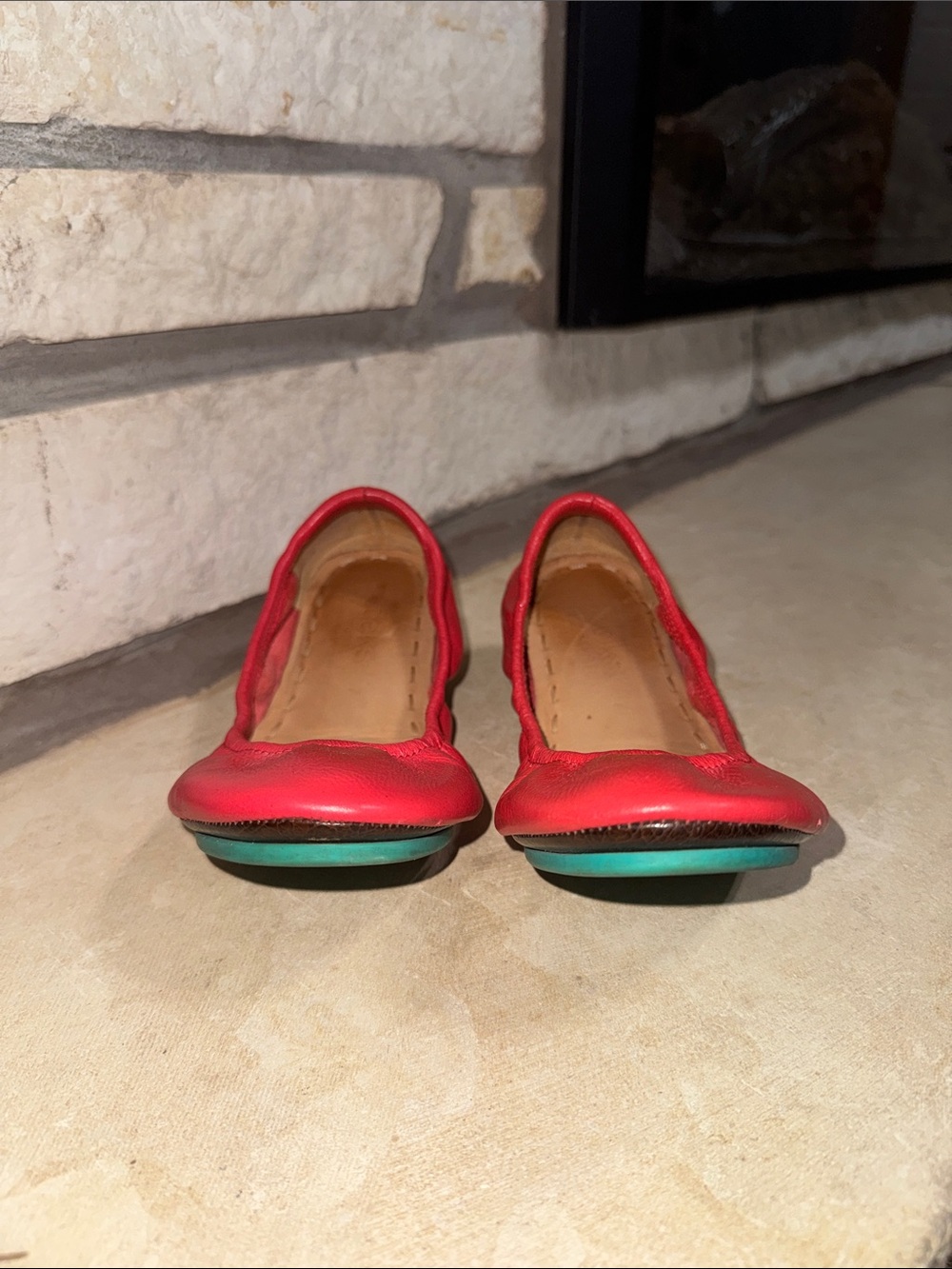 Tieks Red Ballet Flats with Teal Soles - Picture 8 of 10